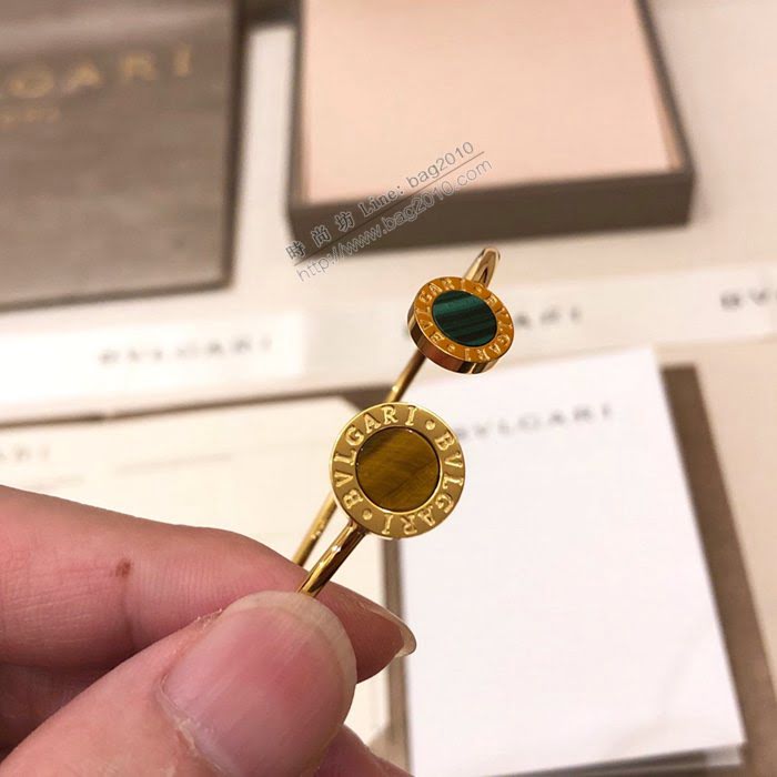 Bvlgari飾品 寶格麗天然孔雀石雙面翻轉手鐲  zgbq3013